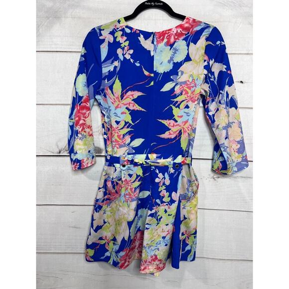 Yumi Kim Blue Zean Floral Liz Romper Size XS With Pockets - Picture 3 of 5